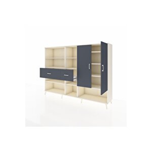 Hyperion Dolap 10 Raflı 2 Çekmeceli 2 Kapaklı 220x44x163 Aytaşı-antrasit