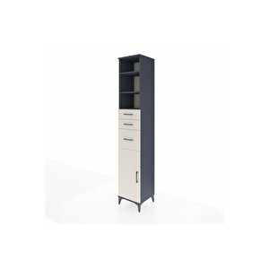 Hyperion Dolap 4 Raflı 3 Çekmeceli Tek Kapaklı 44x44x243 Antrasit-aytaşı