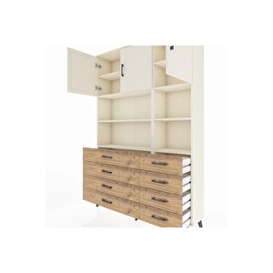 Arges Dolap 8 Raflı 8 Çekmeceli 3 Kapaklı 132x30x195 Aytaşı-aytaşı/çam