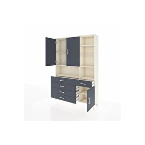 Arges Gardrop 8 Raflı 5 Çekmeceli 3 Kapaklı 132x30x195 Aytaşı-antrasit