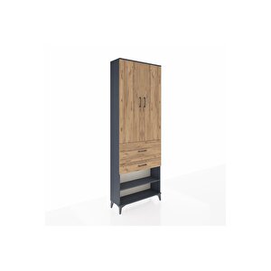 Arges Dolap 5 Raflı 2 Çekmeceli 2 Kapaklı 88x30x243 Antrasit-çam