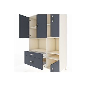 Kronos Dolap 7 Raflı 2 Çekmeceli 4 Kapaklı 132x59x195 Aytaşı-antrasit/antrasit