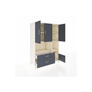 Kronos Dolap 7 Raflı 2 Çekmeceli 4 Kapaklı 132x59x195 Aytaşı-antrasit/antrasit