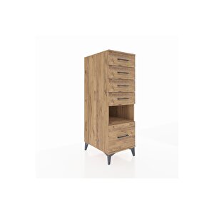 Kronos Dolap Tek Raflı 5 Çekmeceli 44x59x134 Çam-çam