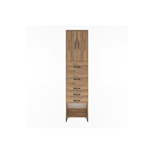 Arges Dolap 3 Raflı 5 Çekmeceli 2 Kapaklı 60x30x243 Çam-çam