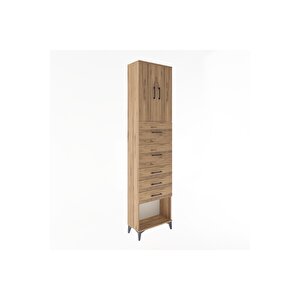 Arges Dolap 3 Raflı 5 Çekmeceli 2 Kapaklı 60x30x243 Çam-çam