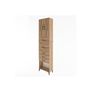 Arges Dolap 3 Raflı 5 Çekmeceli 2 Kapaklı 60x30x243 Çam-çam