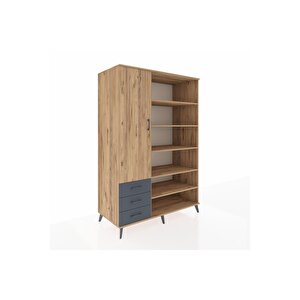 Kronos Dolap 9 Raflı 3 Çekmeceli 3 Kapaklı 132x59x195 Çam-çam/antrasit