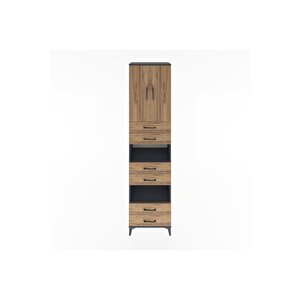 Hyperion Dolap 4 Raflı 6 Çekmeceli 2 Kapaklı 60x44x243 Antrasit-çam