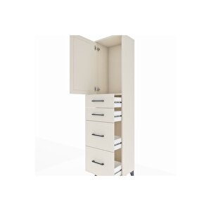 Arges Dolap Tek Raflı 4 Çekmeceli Tek Kapaklı 44x30x182 Aytaşı-aytaşı