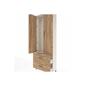 Arges Dolap Tek Raflı 2 Çekmeceli Tek Askılı 88x30x243 Aytaşı-çam