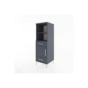Hyperion Dolap 3 Raflı 2 Çekmeceli Tek Kapaklı 44x44x134 Antrasit-antrasit