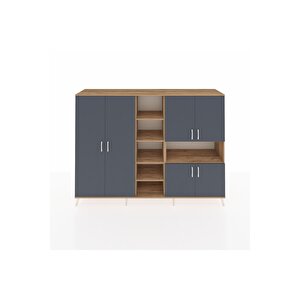 Hyperion Dolap 13 Raflı 6 Kapaklı 220x44x163 Çam-antrasit/çam