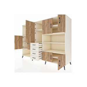 Kronos Dolap 9 Raflı 4 Çekmeceli 8 Kapaklı 220x59x163 Aytaşı-çam/aytaşı