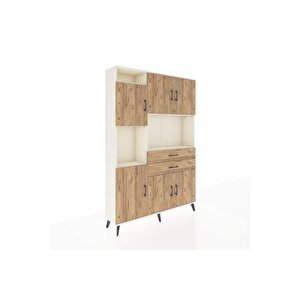 Arges Gardrop 8 Raflı 2 Çekmeceli 6 Kapaklı 132x30x195 Aytaşı-çam