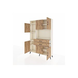 Arges Gardrop 8 Raflı 2 Çekmeceli 6 Kapaklı 132x30x195 Aytaşı-çam