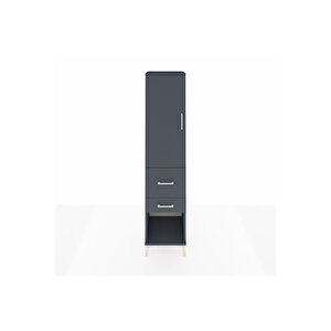 Hyperion Dolap Tek Raflı 2 Çekmeceli Tek Askılı 44x44x195 Antrasit-antrasit