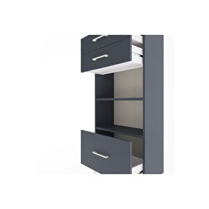 Arges Dolap 2 Raflı 3 Çekmeceli 60x30x134 Antrasit-antrasit