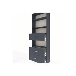 Arges Dolap 4 Raflı 3 Çekmeceli 88x30x243 Antrasit-antrasit