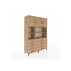 Hyperion Gardrop 8 Raflı 8 Çekmeceli 3 Kapaklı 132x44x195 Çam-çam