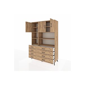Hyperion Gardrop 8 Raflı 8 Çekmeceli 3 Kapaklı 132x44x195 Çam-çam