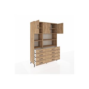 Hyperion Gardrop 8 Raflı 8 Çekmeceli 3 Kapaklı 132x44x195 Çam-çam