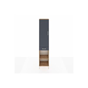 Arges Dolap 3 Raflı Tek Çekmeceli Tek Askılı 44x30x221 Çam-antrasit