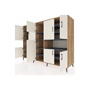 Kronos Dolap 14 Raflı 10 Kapaklı 220x59x163 Çam-aytaşı/antrasit