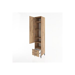 Hyperion Dolap 5 Raflı 2 Çekmeceli Tek Kapaklı 44x44x221 Çam-çam