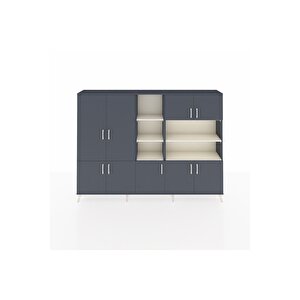 Arges Dolap 14 Raflı 9 Kapaklı 220x30x163 Antrasit-antrasit/aytaşı