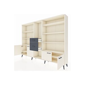 Arges Dolap 10 Raflı 2 Çekmeceli 4 Kapaklı 220x30x163 Aytaşı-aytaşı/antrasit