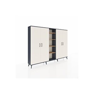 Arges Dolap 12 Raflı 4 Kapaklı 220x30x163 Antrasit-aytaşı/çam