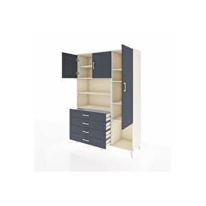 Hyperion Gardrop 8 Raflı 4 Çekmeceli 3 Kapaklı 132x44x195 Aytaşı-antrasit