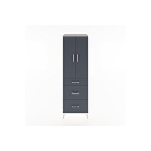 Hyperion Dolap Tek Raflı 3 Çekmeceli Tek Askılı 60x44x195 Aytaşı-antrasit