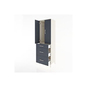 Hyperion Dolap Tek Raflı 3 Çekmeceli Tek Askılı 60x44x195 Aytaşı-antrasit
