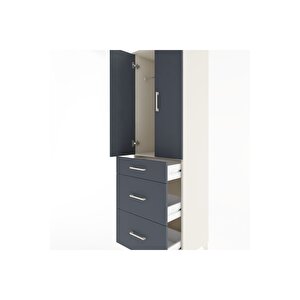 Hyperion Dolap Tek Raflı 3 Çekmeceli Tek Askılı 60x44x195 Aytaşı-antrasit