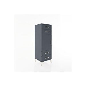 Hyperion Dolap 2 Raflı 4 Çekmeceli Tek Kapaklı 44x44x134 Antrasit-antrasit