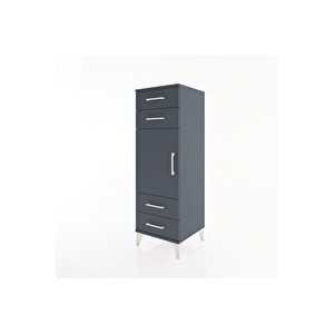 Hyperion Dolap 2 Raflı 4 Çekmeceli Tek Kapaklı 44x44x134 Antrasit-antrasit