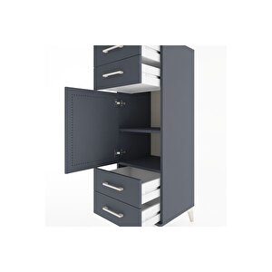 Hyperion Dolap 2 Raflı 4 Çekmeceli Tek Kapaklı 44x44x134 Antrasit-antrasit