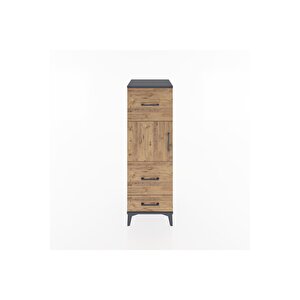 Hyperion Dolap Tek Raflı 3 Çekmeceli Tek Kapaklı 44x44x134 Antrasit-çam