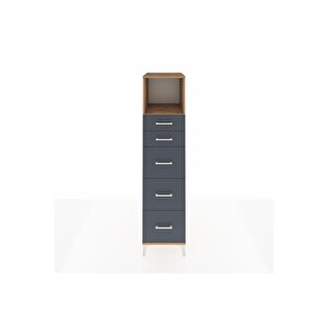 Kronos Dolap Tek Raflı 5 Çekmeceli 44x59x182 Çam-antrasit