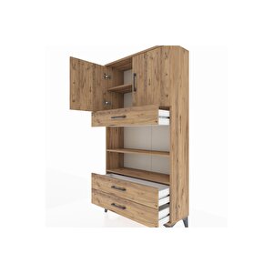 Arges Dolap 4 Raflı 3 Çekmeceli 2 Kapaklı 88x30x163 Çam-çam