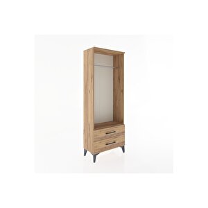 Arges Dolap Tek Raflı 2 Çekmeceli Tek Askılı 60x30x163 Çam-çam
