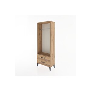 Arges Dolap Tek Raflı 2 Çekmeceli Tek Askılı 60x30x163 Çam-çam