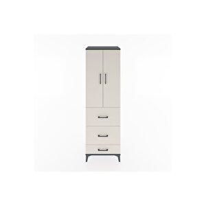 Hyperion Dolap 3 Raflı 3 Çekmeceli 2 Kapaklı 60x44x195 Antrasit-aytaşı
