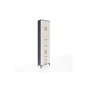 Arges Dolap 4 Raflı 5 Çekmeceli 4 Kapaklı 60x30x243 Antrasit-aytaşı