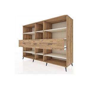 Kronos Dolap 9 Raflı 3 Çekmeceli  220x59x163 Çam-aytaşı/çam