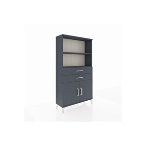 Arges Dolap 3 Raflı 2 Çekmeceli 2 Kapaklı 88x30x163 Antrasit-antrasit