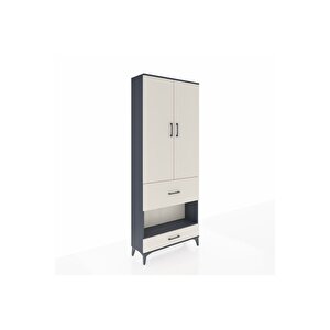 Arges Dolap 3 Raflı 2 Çekmeceli Tek Askılı 88x30x221 Antrasit-aytaşı