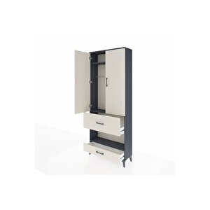 Arges Dolap 3 Raflı 2 Çekmeceli Tek Askılı 88x30x221 Antrasit-aytaşı